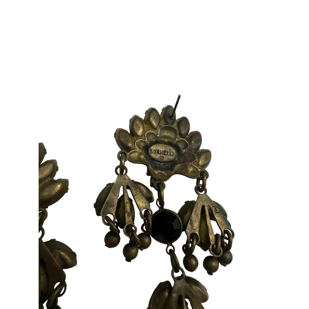 Sorrelli Vintage Antique Gold Tone Crystal Chandelier Earrings Purple Blue Boho - Picture 5 of 5